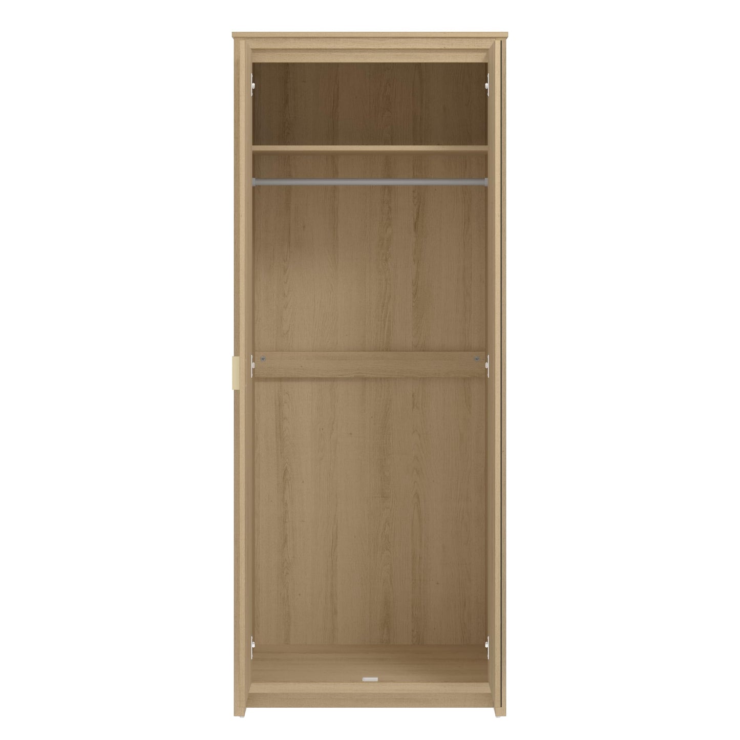 Galano Bonny 2 Door Wardrobe with Mirror - Stylish & Sturdy Wardrobe with Bar Gold Handle - Bedroom Furniture Unit with Hanging Rail Storage (Oslo Oak)