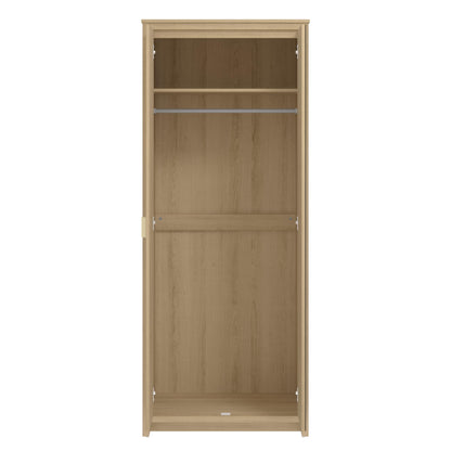 Galano Bonny 2 Door Wardrobe with Mirror - Stylish & Sturdy Wardrobe with Bar Gold Handle - Bedroom Furniture Unit with Hanging Rail Storage (New White)