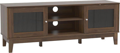 Galano Beverly Wide TV Unit, Entertainment Centre for up to 65" TV, 150cm TV Unit with 2 Doors, TV Stand Cabinet for Living Room, Large Storage - Walnut