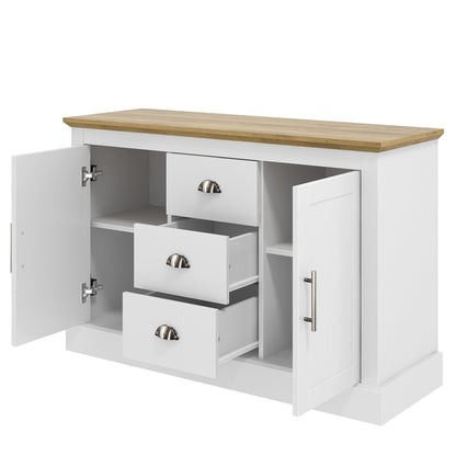 Galano Sufy 2 Door 3 Drawer Sideboard - Storage Cabinet with 2 Doors and 3 Drawers - Living Room & Hallway Storage Unit - D39.8 x W112.5 x H74.0cm (White)