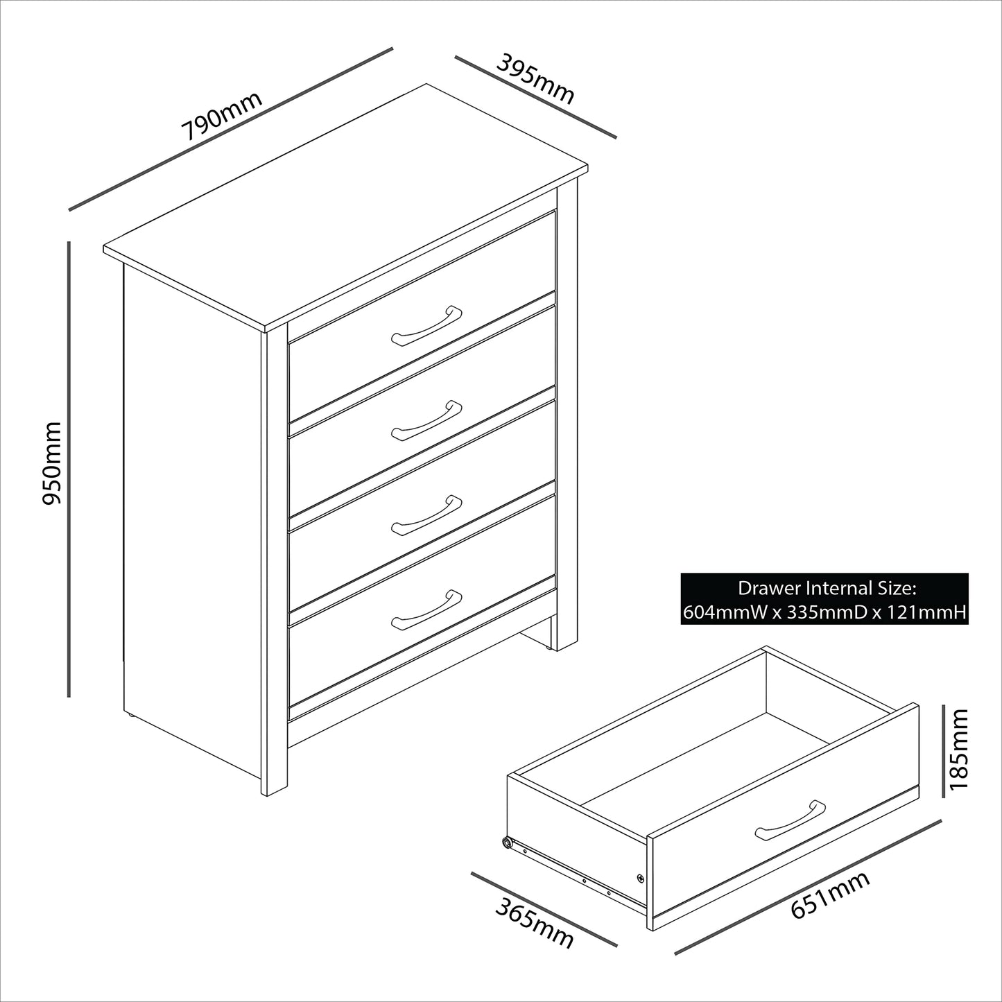 Galano Limestone Dresser - 4 Drawer Chest - Tall Drawer Chest with Storage for Bedroom - Chest of Drawers for Clothes - White, W79 x D39.5 x H95.0cm, (FG-WH-PU-4-1000-UK)