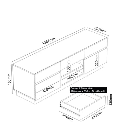 Galano Anderson TV Unit, Entertainment Centre for up to 60" TV, TV Unit with 2 Doors, TV Stand Cabinet for Living Room, Large Storage (New White)