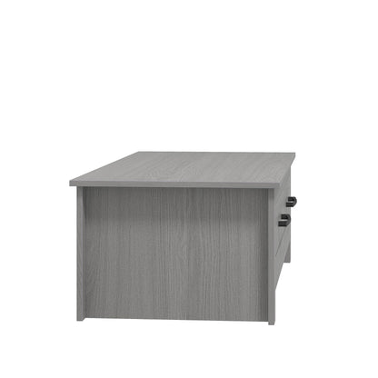 Galano Limestone Coffee Table - 2 Drawer Storage Unit - Engineered Wood Storage Cabinet, Rectangular Living Room Table with Storage (Dark Grey)