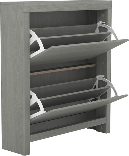 Galano Cubbot Shoe Cabinet – 2 Door Shoe Storage Cabinet – Shoe Racks Storage and Shoe Organiser for Hallway - Engineered Wood - 21.7 x 79.2 x 90.2cm - Dark Grey Oak