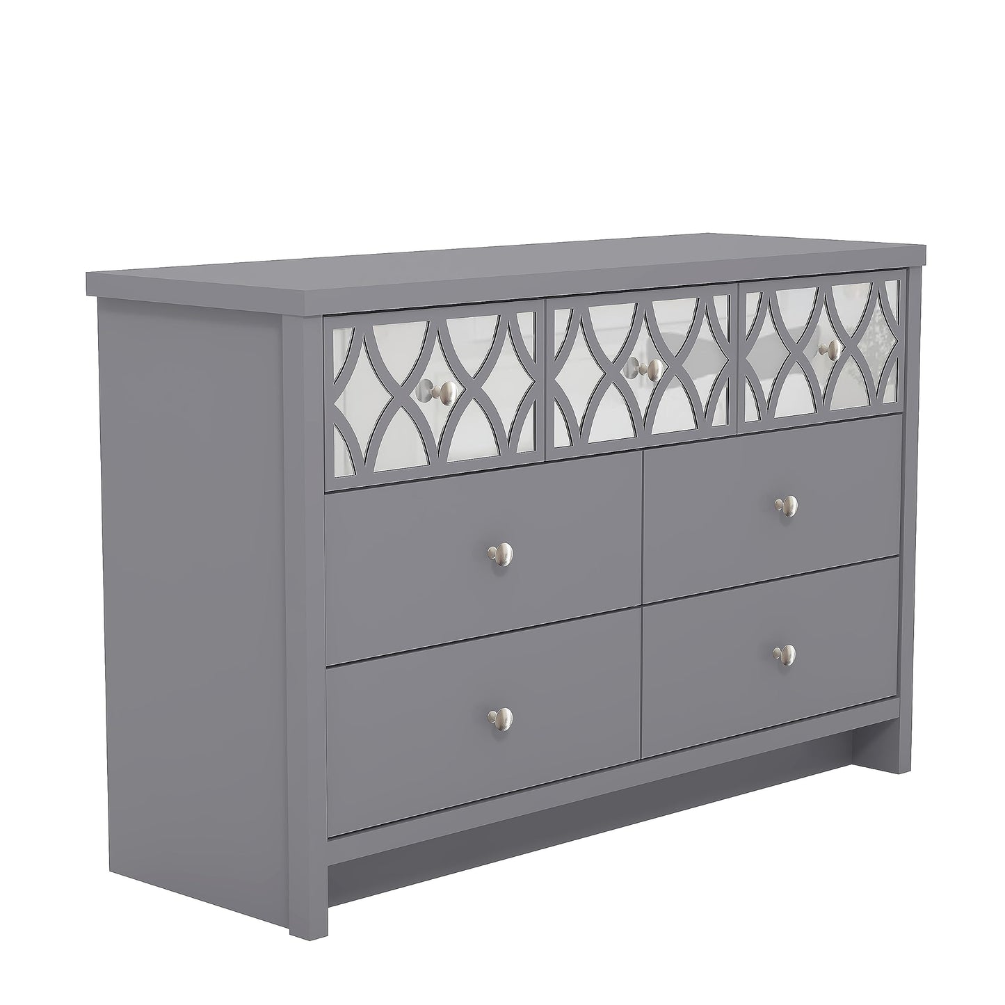 Galano Iris 4 Drawer Chest - Modern Cabinet with 1 Mirrored Drawers - Organizers and Storage for Bedroom – Console for Entryway - Hallway or Living Room - Grey,