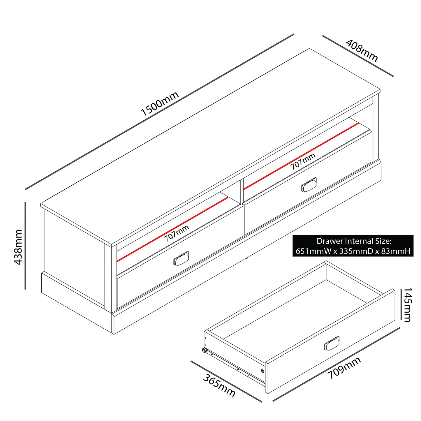 Galano Bristol Wide TV-Möbel – Entertainment-Center 55 Zoll Fernseher, 2 Türen, 2 Ablagen, Stauraum – TV-Ständer für Wohnzimmer – Großer Stauraum – Staubgraue Eiche