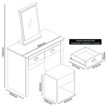 Galano Sufy Dressing Table with Mirror and Cushioned Stool - Bedroom Large Vanity Makeup Table with Drawer Storage – Console Table for Home Hallway and Living (Light Grey)