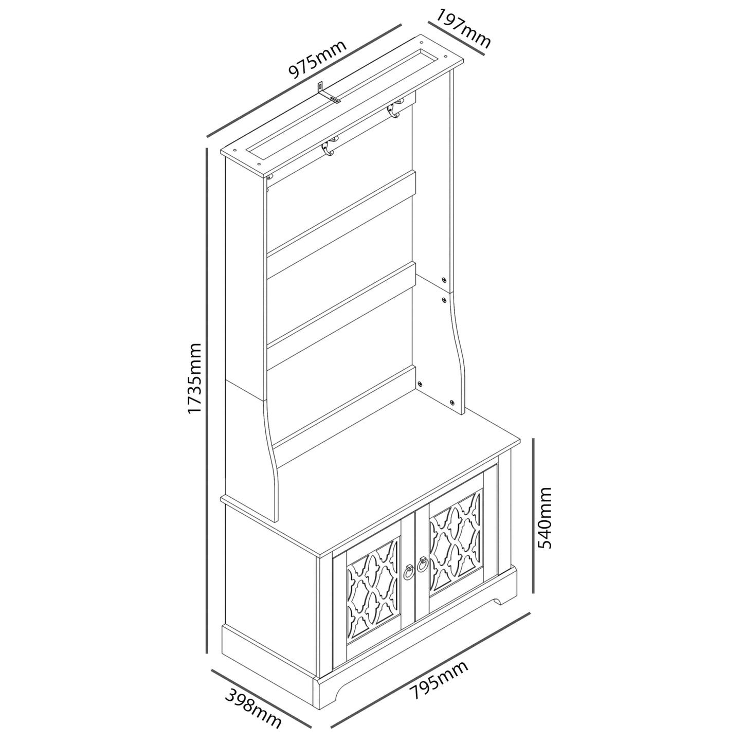 Galano Novara Hallway Unit - Entryway Bench with Coat Rack - Storage Cabinet with Bench & Coat Rack (Cool Grey)