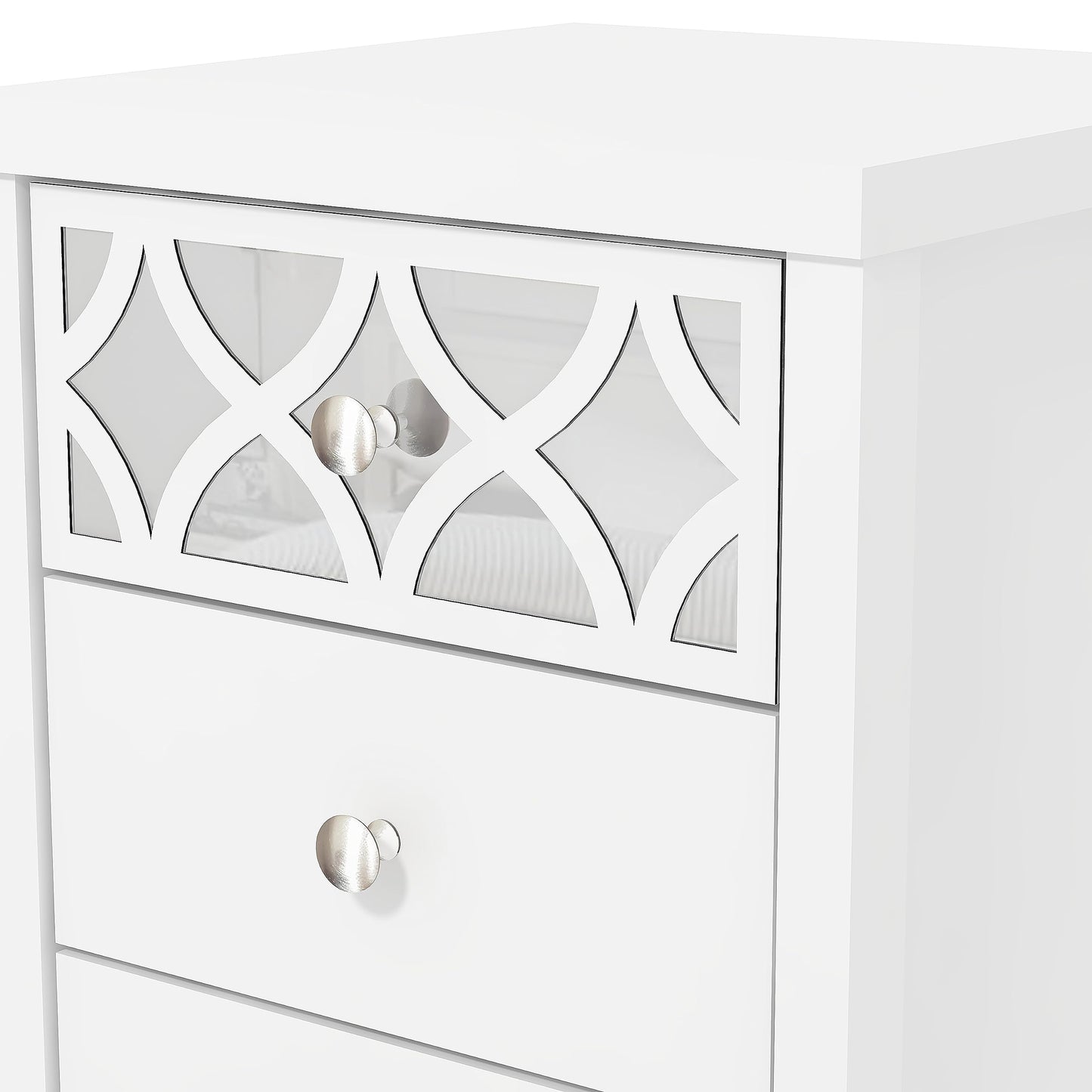 Galano Iris 4 Drawer Chest - Modern Cabinet with 1 Mirrored Drawers - Organizers and Storage for Bedroom – Console for Entryway - Hallway or Living Room - Grey,