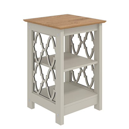 Galano Nova Side Table with Shelf- Modern Distressed Oak Finish - Bookshelf Cabinet for Hallway - Entryway - Foyer - Living Room - Bedroom - Space Saving (White/Oak)