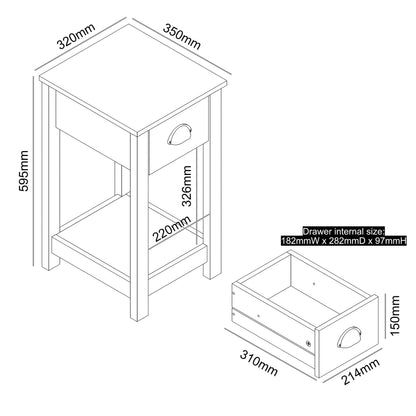 Galano Lilly Bedside Table - Stylish Bedside and Slim Bedside Table - Side Table with Storage - Organizers and Storage Cabinet for Hallway - Entryway or Bedroom (Cool Grey + Beaufort Oak)