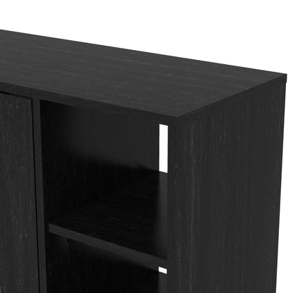 Galano Hansel 12 Pairs Shoe Cabinet - 2 Door Shoe Storage Unit, Modern Shoe Rack, Standing Shoe Organizer for Hallway - D29.6 x W79.6 x H64.5 cm - Rustic Black Oak