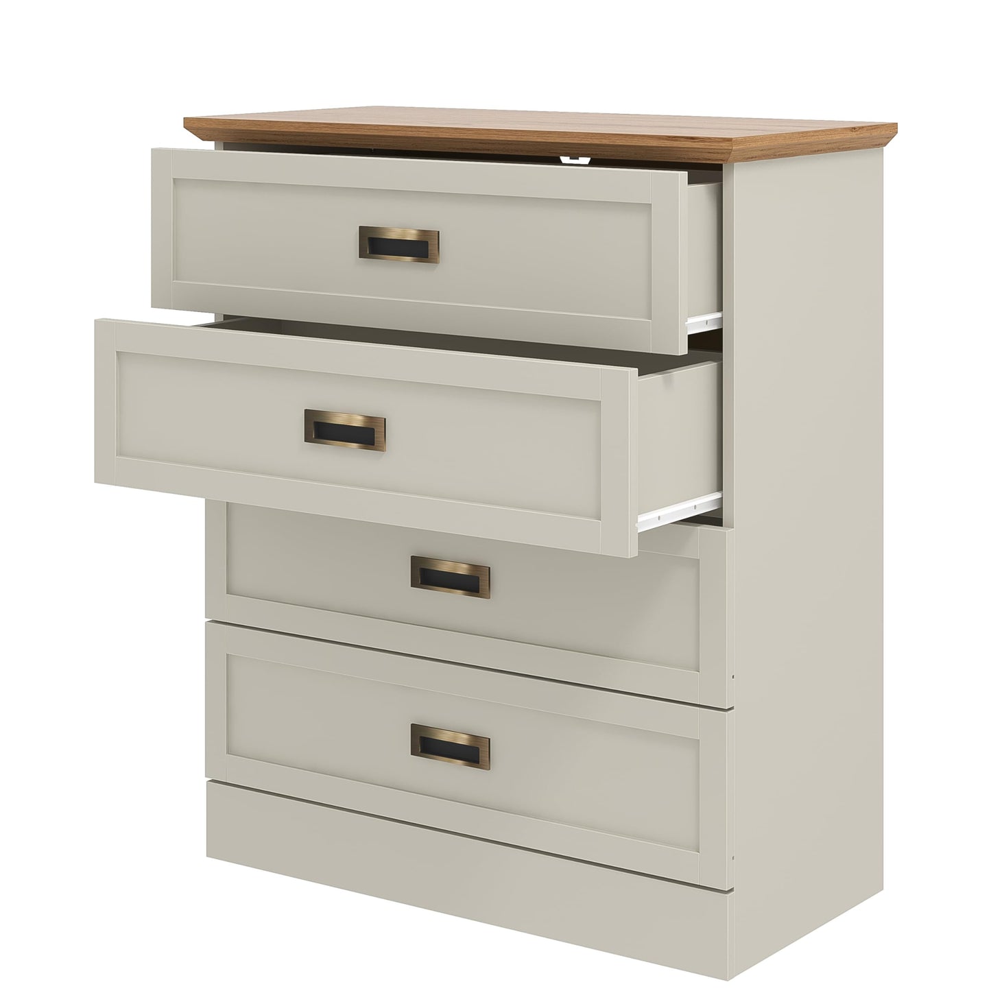 Galano Durban 4 Drawer Chest - Tall Drawer Chest with Storage for Bedroom - Chest of Drawers for Clothes - Organizers and Storage Cabinet for Hallway - Entryway or Living Room (Light Grey/Oak)