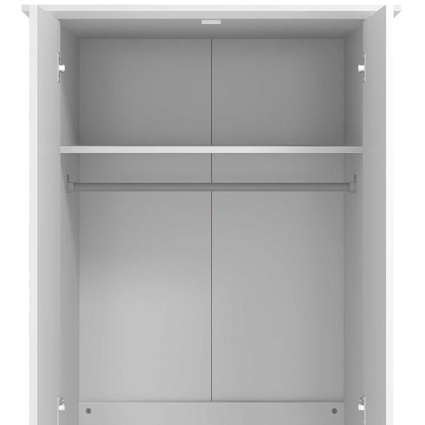 Galano Stella 2 Door Wardrobe - Stylish & Sturdy Wardrobe with Bar Gold Metal Handle - Bedroom Furniture Unit with Hanging Rail Storage (White)