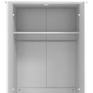 Galano Stella 2 Door Wardrobe - Stylish & Sturdy Wardrobe with Bar Gold Metal Handle - Bedroom Furniture Unit with Hanging Rail Storage (White)