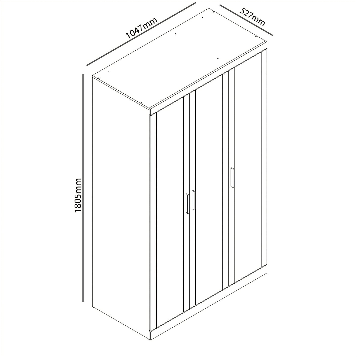 Galano Kimberley Kleiderschrank – Stilvoller und stabiler 3-türiger Kleiderschrank – Schlafzimmermöbel mit Kleiderstange – 52,7 x 104,7 x 180,5 cm – Kühles Grau