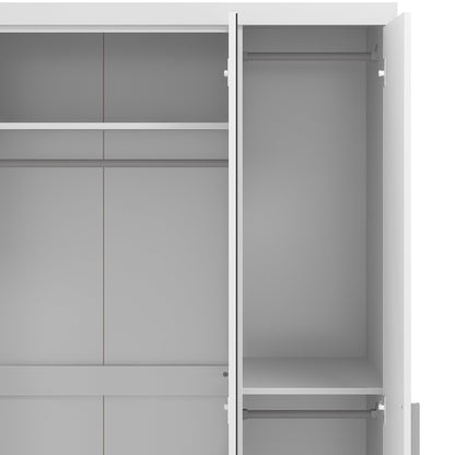 Galano Kimberley 3 Door Wardrobe with Mirror - Mirrored Stylish & Sturdy Wardrobe - Bedrrom Furniture with Hanging Rail Storage (White)