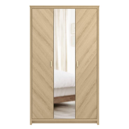 Galano Bonny 2 Door Wardrobe with Mirror - Stylish & Sturdy Wardrobe with Bar Gold Handle - Bedroom Furniture Unit with Hanging Rail Storage (New White)