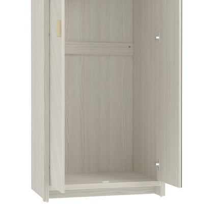 Galano Bonny 2 Door Wardrobe with Mirror - Stylish & Sturdy Wardrobe with Bar Gold Handle - Bedroom Furniture Unit with Hanging Rail Storage (Oslo Oak)