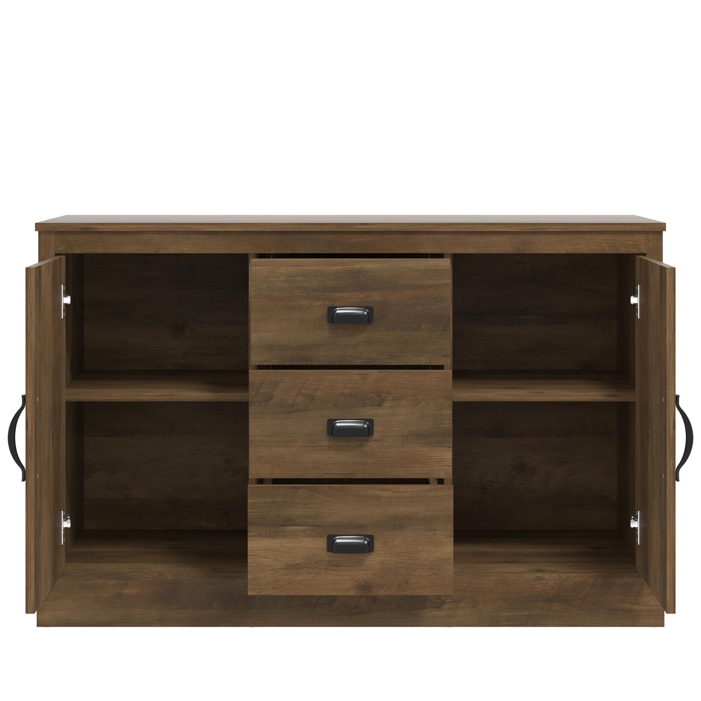 Galano Bristol 2 Door 3 Drawer Sideboard - Storage Cabinet - Organizer Console - 39.8D x 113W x 72.6H centimetres - Adjustable Shelves - Dusty Grey Oak