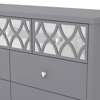 Galano Iris 4 Drawer Chest - Modern Cabinet with 1 Mirrored Drawers - Organizers and Storage for Bedroom – Console for Entryway - Hallway or Living Room - Grey,