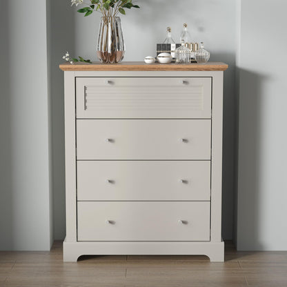 Galano Milan 4 Drawer Chest - Chest of Drawer with Storage for Bedroom - Organizers and Storage Cabinet for Hallway - Entryway or Living Room (Light Grey/Oak)