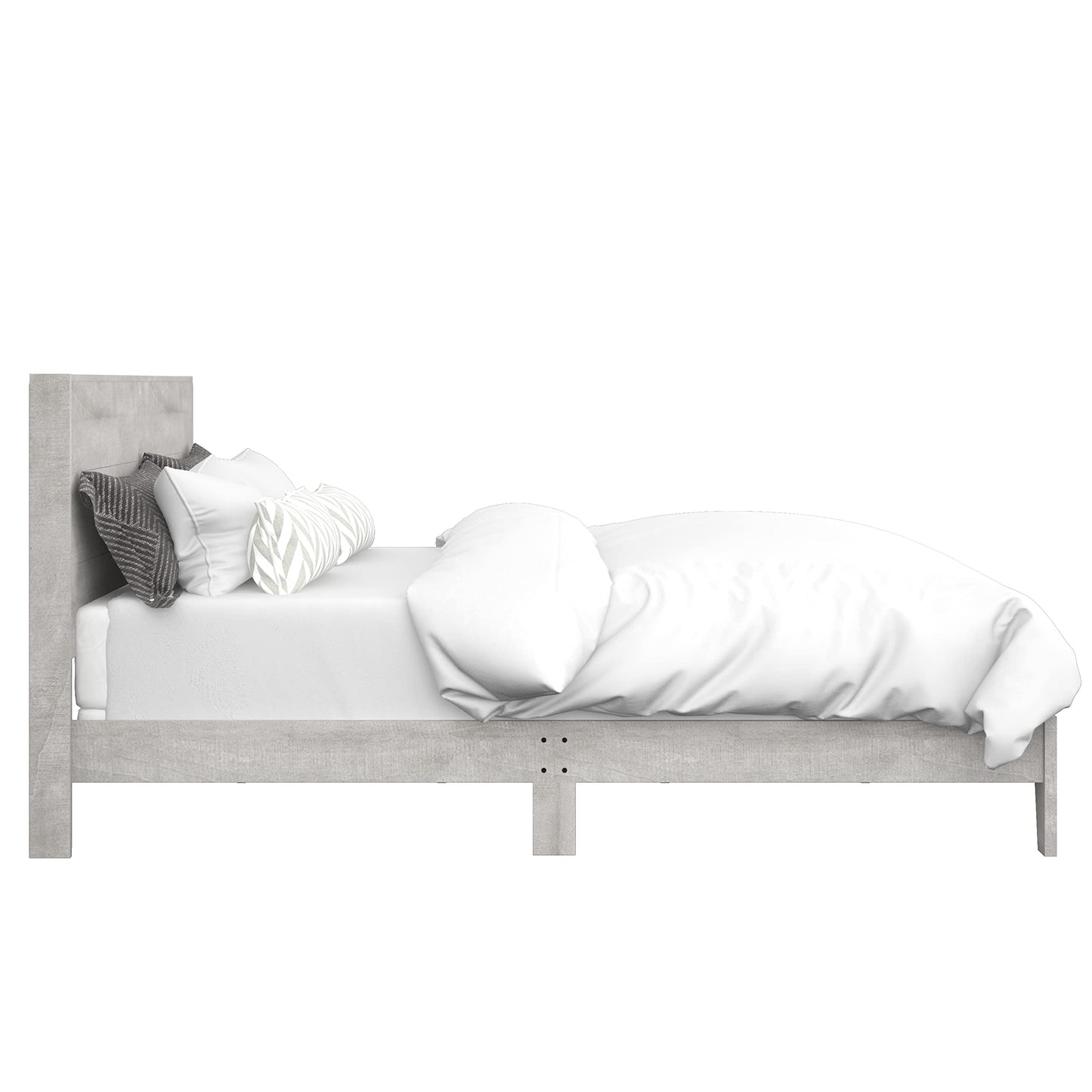 Galano Payne Wood Platform Queen Bed Frame with Headboard, Mattress Foundation with Wood Slat Support, No Box Spring Needed, 64.17" D x 85.31" W x 40.16" H, Dusty Grey Oak