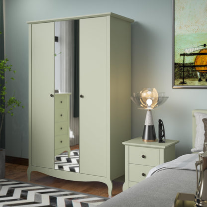 Galano Stella 2 Door Wardrobe - Stylish & Sturdy Wardrobe with Bar Gold Metal Handle - Bedroom Furniture Unit with Hanging Rail Storage (Light Green)