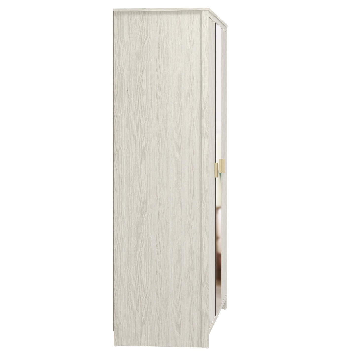 Galano Bonny 2 Door Wardrobe with Mirror - Stylish & Sturdy Wardrobe with Bar Gold Handle - Bedroom Furniture Unit with Hanging Rail Storage (Oslo Oak)