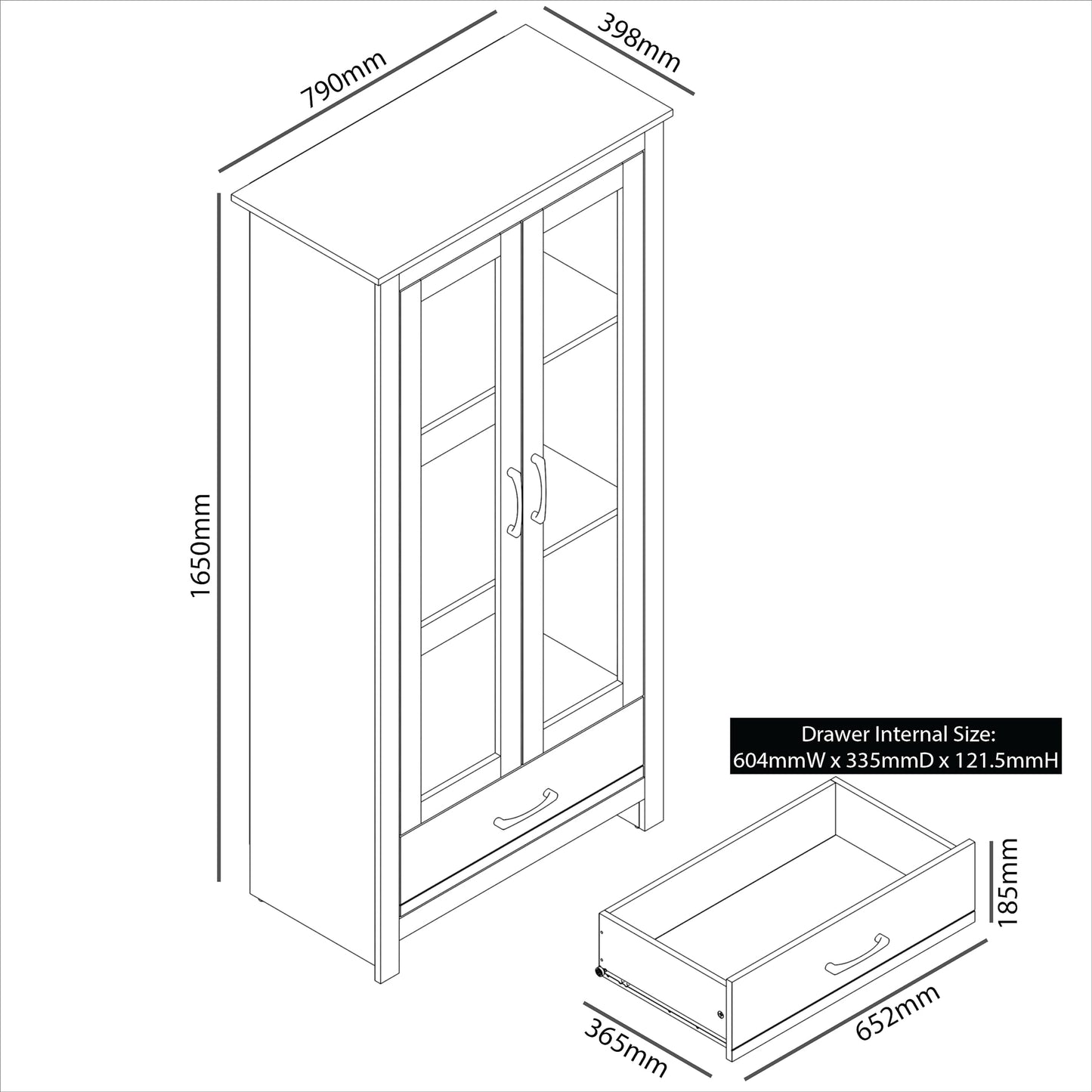 Galano Limestone Display Cabinet with Glass - 3 Tier Large Tall Storage Cabinet with Drawer - Glass Wooden Storage with Shelves - Storage Display Unit for Office, Living Room Furniture (White)