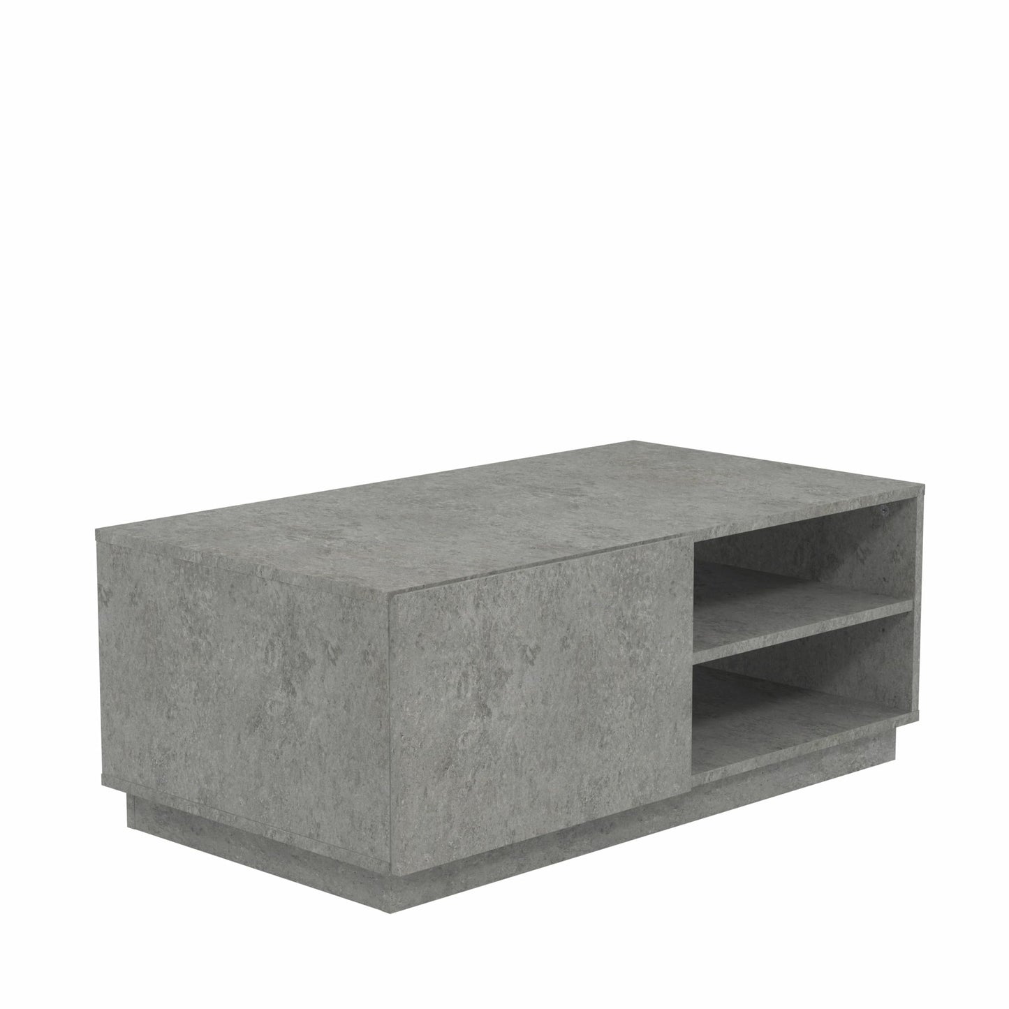 Galano paxton Coffee Table - 1 Drawer 2 Open Shelves Storage Unit - Rectangular Living Room Table with Storage (Paxton, Concrete)