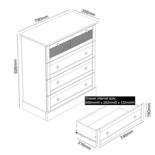 Galano Catalina 4 Drawer Chest - Rattan Tall Drawer Chest with Storage for Bedroom - Chest of Drawers for Clothes - Organizers and Storage Cabinet for Hallway - Entryway or Living Room