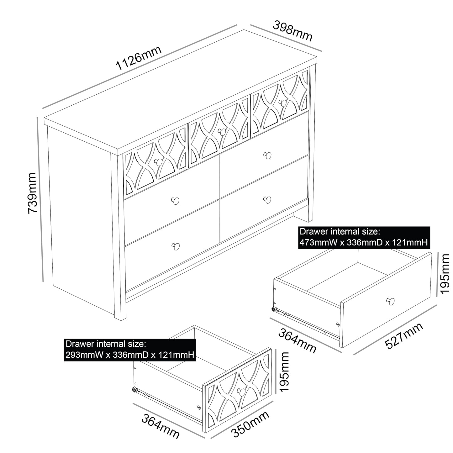 Galano Iris 3+4 Drawer Chest - Modern Multi Chest with Mirrored Drawers - Organizers and Storage Cabinet for Bedroom – Console for Entryway - Hallway or Living Room - Sage Green