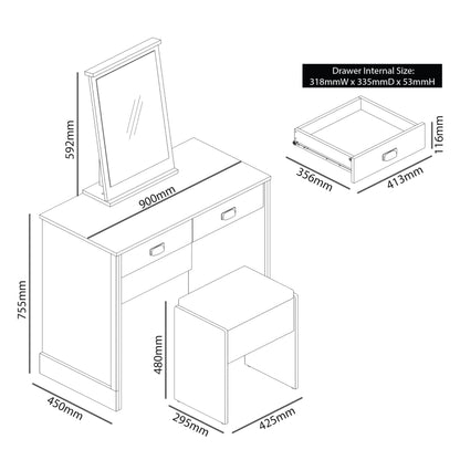 Galano Bristol Dressing Table with Mirror and Cushioned Stool - Bedroom Large Vanity Makeup Table with Drawer Storage – Console Table for Home Hallway and Living (Bristol)