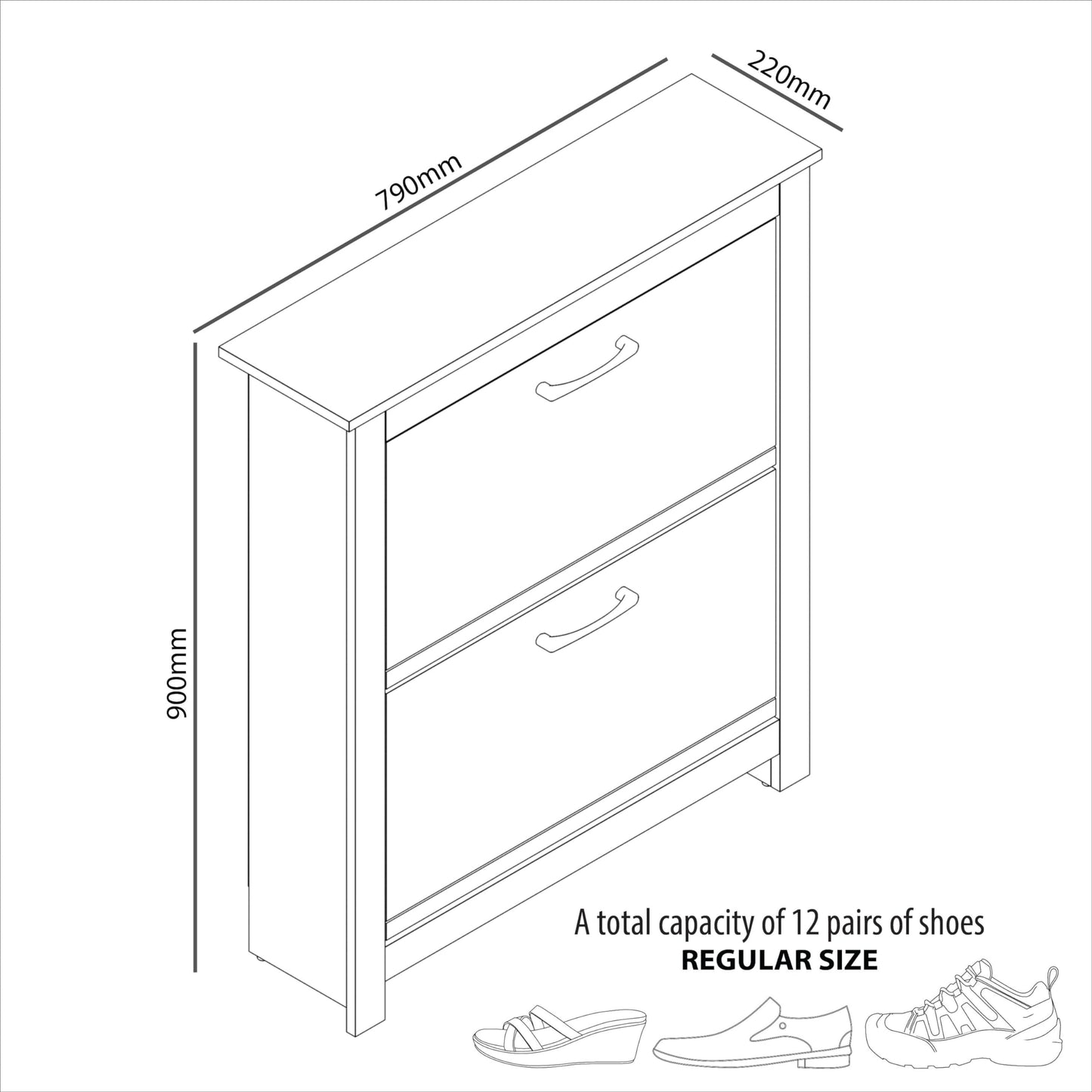 Galano Limestone Shoe Cabinet - 2 Door Folding Extendable Shoe Rack for Slim Storage Organiser in Hallway, Living Room or Entryway - ‎22 x 79 x 90.0 cm - White