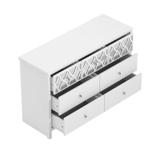 Galano Iris 3 Plus 4 Drawer Chest - Modern Multi Chest with Mirrored Drawers - Organizers and Storage Cabinet for Bedroom – Console for Entryway - Hallway or Living Room - White