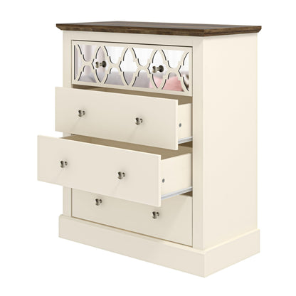 Galano Sufly 4 Drawer Chest - Chest of Drawers with Storage as Bedroom Furniture - Closet Organizers and Storage Cabinet for Hallway, Entryway - Ivory/Oak