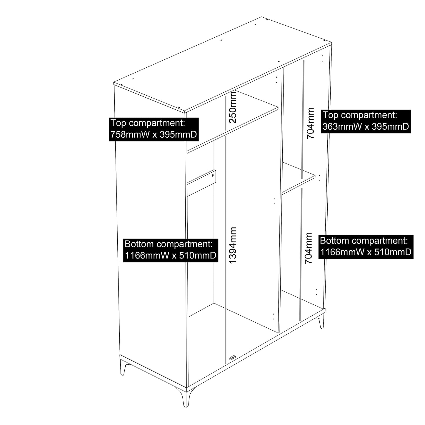 Galano Lawrence 3 Door Wardrobe - Stylish & Sturdy 3 Door Wardrobe - Bedroom Furniture Unit with Hanging Rail Storage - ‎W116.6 x D51.3 x H180.5 cm - Dusty Grey Oak