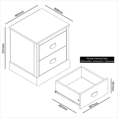 Galano Bristol 2 Drawer Bedside Table - Small Side Table, Organizers and Storage Cabinet for Hallway, Entryway or Bedroom Storage - W47.0 x D40.0 x H54.0cm -Dusty Grey Oak