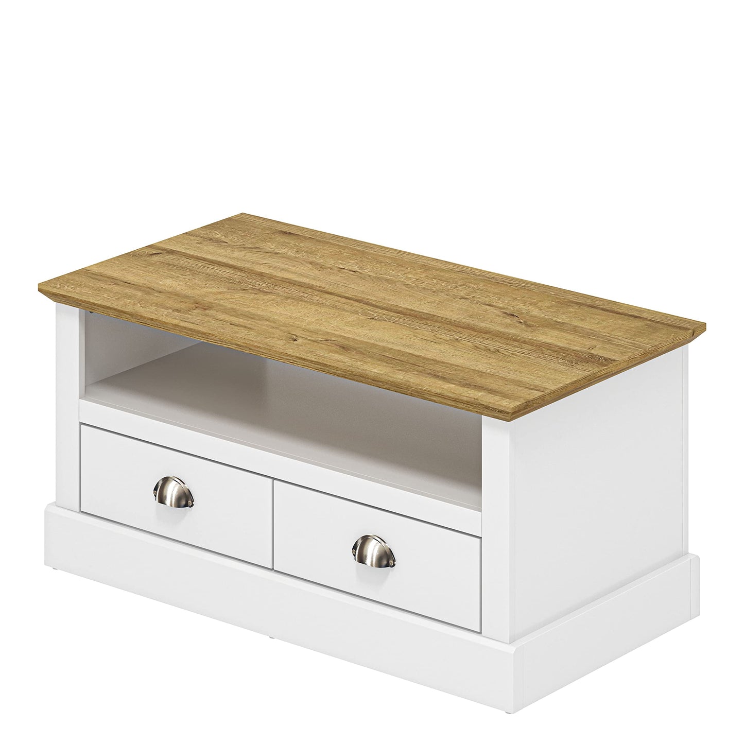 Galano Sufy Coffee Table - 2 Drawer Storage Unit - Engineered Wood Storage Cabinet, Rectangular Living Room Table with Storage - 50 x 94 x 45.3 cm - White