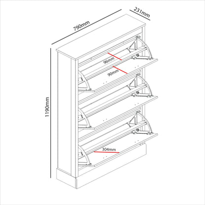 Galano Bristol Shoe Cabinet - 3 Door Folding Extendable Shoe Rack for Slim Storage Organiser in Hallway, Living Room or Entryway (Bristol, Dusty Grey Oak)