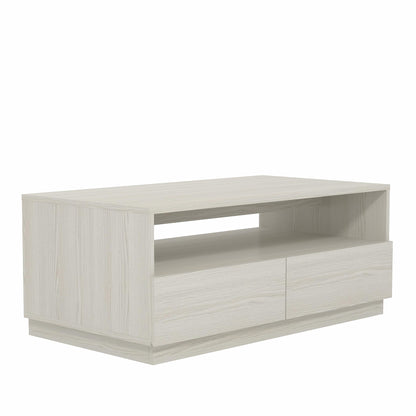 Galano Anderson Coffee Table - 2 Drawer Storage Unit - Engineered Wood Storage Cabinet, Rectangular Living Room Table with Storage (New White)