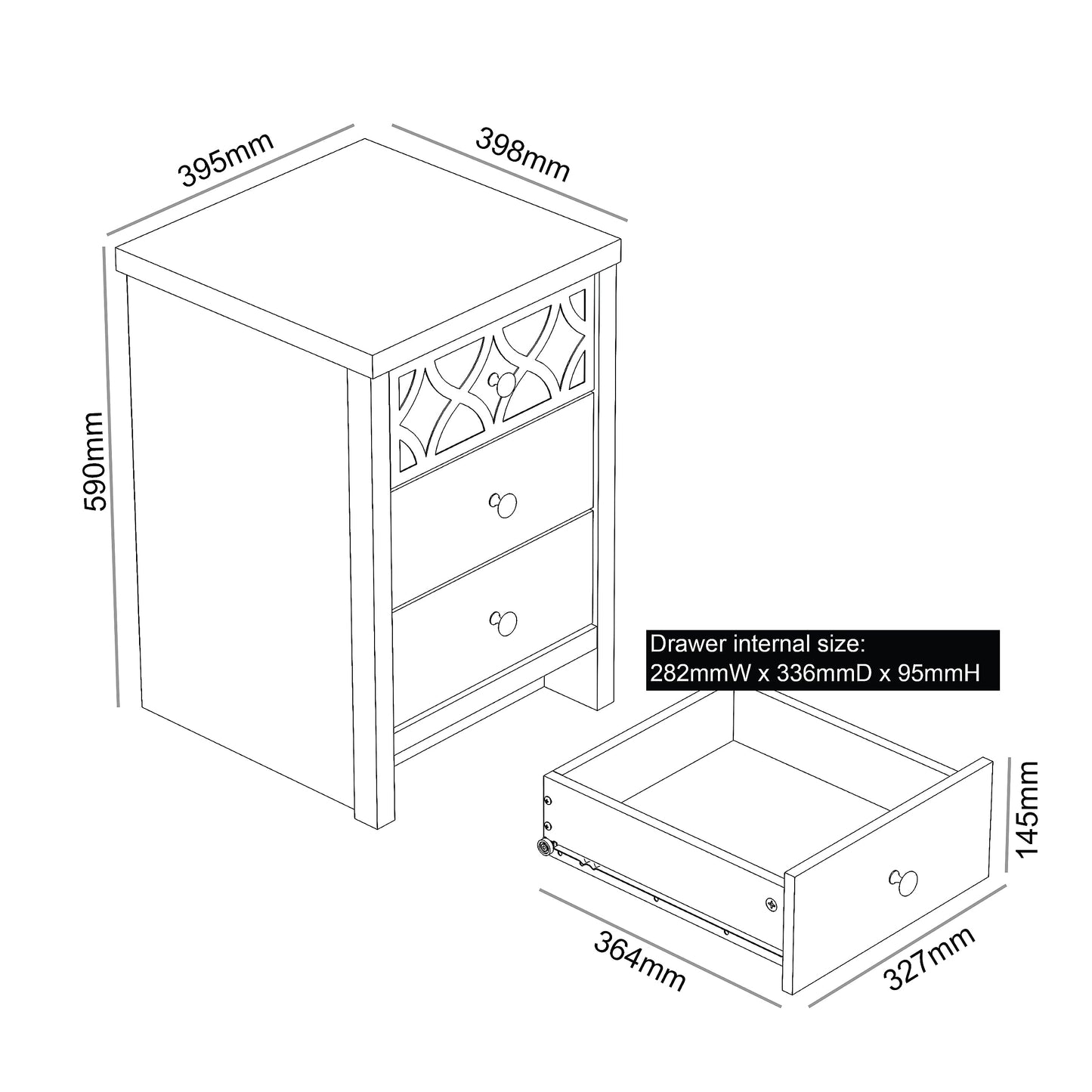 Galano Iris 2 Door 1 Drawer Wardrobe - Bedroom Furniture Unit with Hanging Rail Storage and Drawer, Wardrobe Storage Organizer - Grey