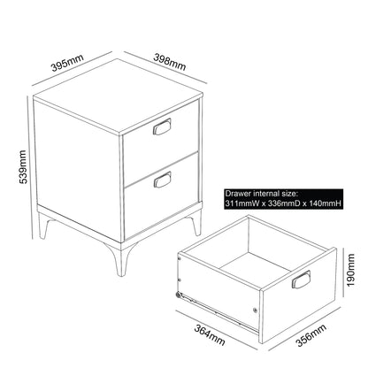 Galano Lawrence 2 Drawer Bedside Table - Bedside Dresser for Bedroom - Organizers and Storage Cabinet for Hallway, Entryway, Living Room, (Knotty Oak)