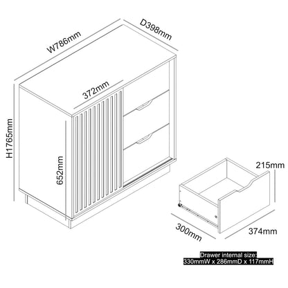 Galano Ryuki 2 Door 3 Drawer Sideboard - Storage Drawer Cabinet for Living Room, Bedroom, or Kitchen (Riviera Eichi)