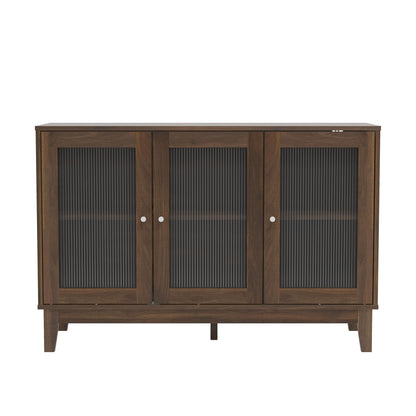 Galano Beverly 3 Door Sideboard - Storage Drawer Cabinet for Living Room, Bedroom, or Kitchen - Freestanding Cabinet for Living Room and Entryway - Walnut