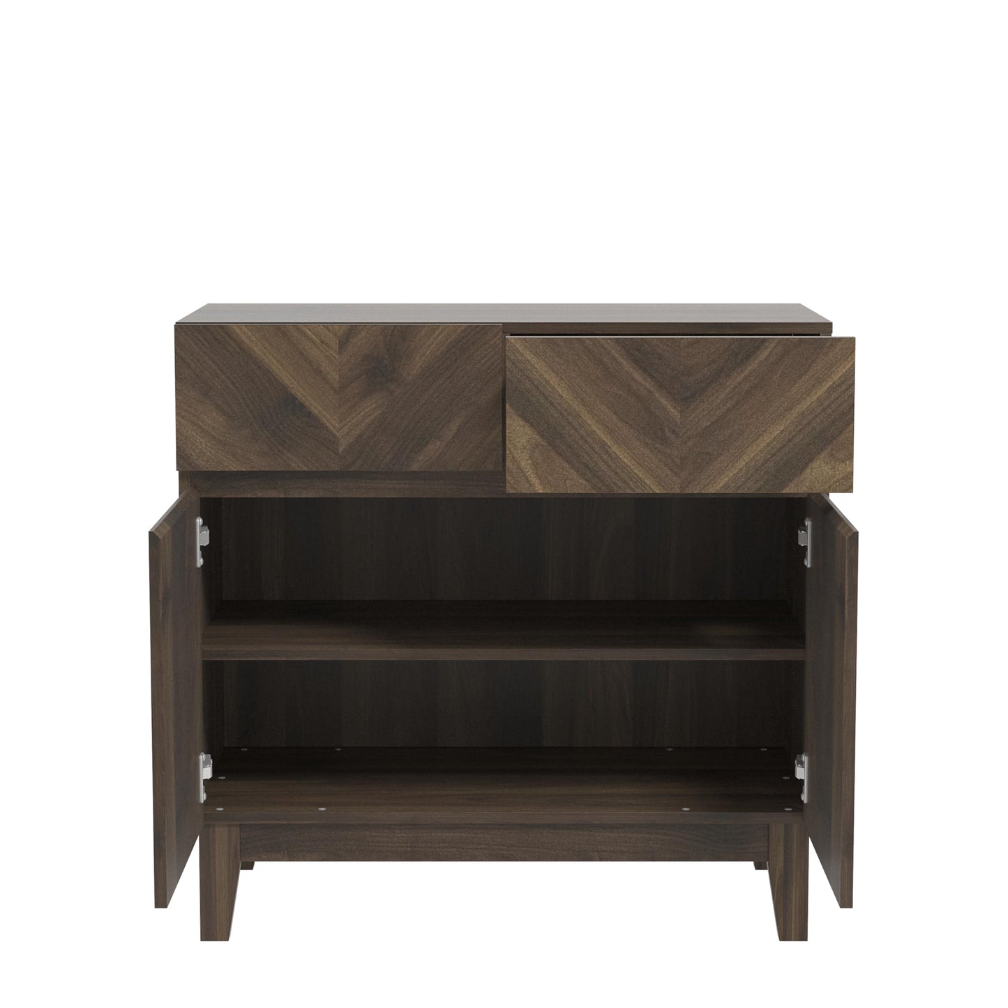 Galano Hanwell Sideboard mit 2 Türen und 2 Schubladen – Schrank-Aufbewahrungs-Organizer für Ihr Zuhause – Aufbewahrungs-Sideboard – verstellbare Regale (Walnuss)