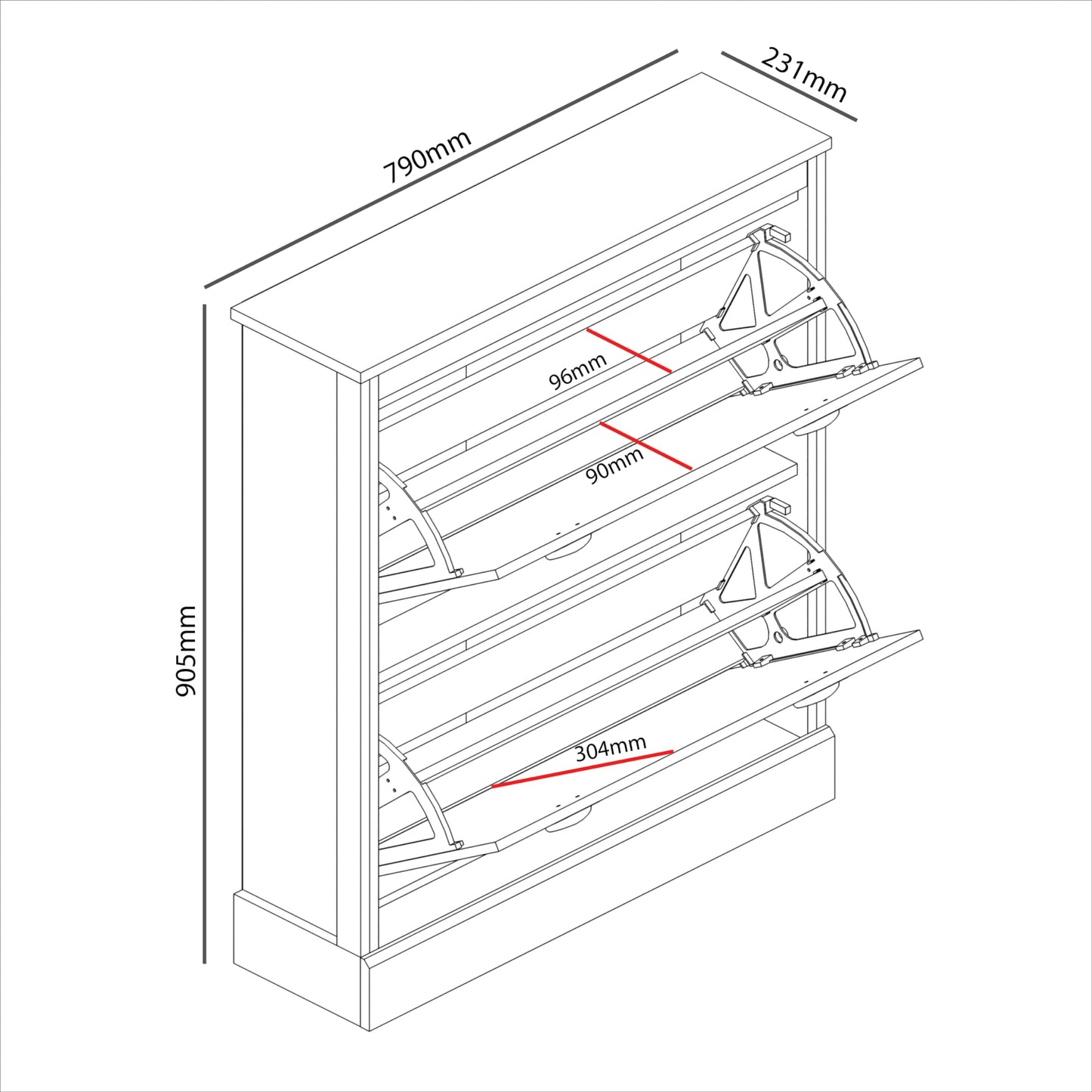 Galano Bristol Shoe Cabinet – 2 Door Storage Cabinet – Shoe Rack for Entryway - 22.2D x 79.2W x 90.6H centimetres - Foldable Doors - Knotty Oak (Knotty Oak)