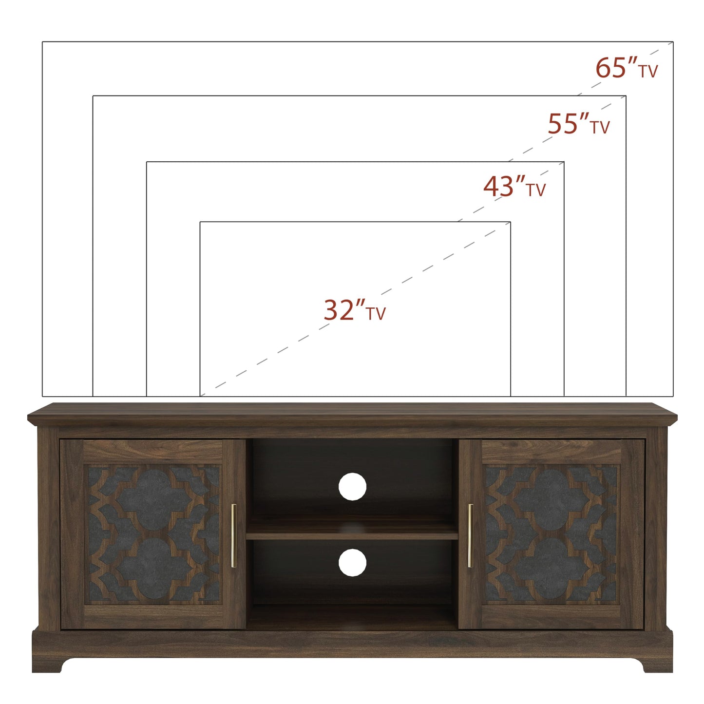 Galano Enfield Wide TV Unit, Entertainment Centre for up to 65" TV, 150cm TV Unit with 2 Doors, TV Stand Cabinet for Living Room, Large Storage (Royal Walnut)