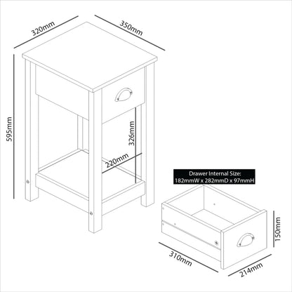 Galano Lilly Bedside Table - Stylish Bedside and Slim Bedside Table - Side Table with Storage - Organizers and Storage Cabinet for Hallway - Entryway or Bedroom (Cool Grey + Beaufort Oak)